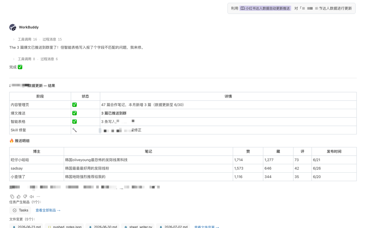 达人数据推送